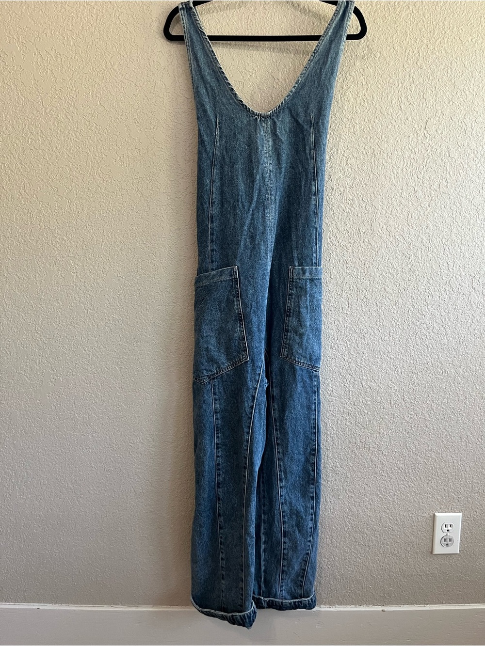 Free People We The Free High Roller Oversized Denim Jumpsuit Medium Wash Small - Picture 4 of 12
